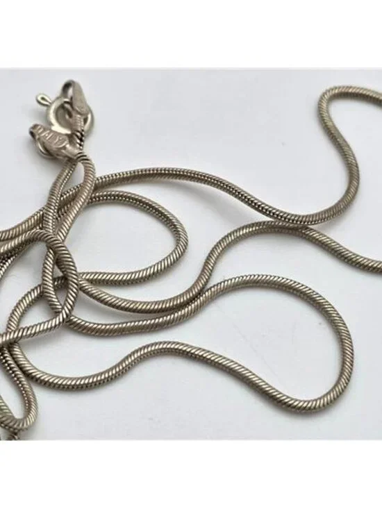 Vintage 925 Italy Sterling Silver Puffy Heart Pendant Necklace Snake Chain 17” - Picture 5 of 9